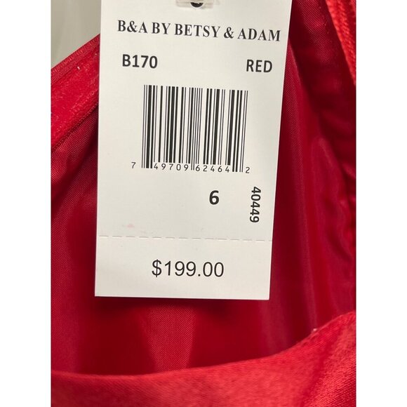 Betsy & Adam Strapless Red Satin Evening Gown Formal Maxi Dress Sz 6 - Picture 8 of 10